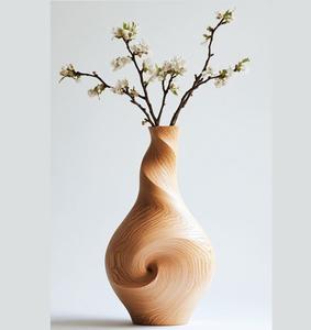 Vase à fleurs en bois de style nordique personnalisable pour une décoration intérieure minimaliste avec un design simple et une finition naturelle douce - Product Image 3