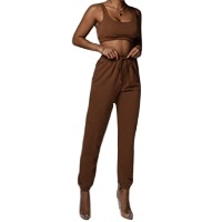 Wholesale Women's Active Sports Fleece Bra Track Suit Women's Athletic Yoga Gym Sweat Suit For Jogging - Product Image 5