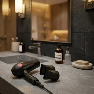 Black Stainless Steel Floor-Mounted Hair Dryer Matte Finish Electric 3000-5000W Silent Operation <b>Temperature</b> Probe Attachments - Product Image 5