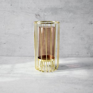 Stainless Steel Lantern With Glass Panels And Perforated <b>Top</b> For Home Decoration - Product Image 6