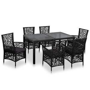 Conjunto de Comedor para Exteriores Mediano en Ratán de Polietileno Negro, Colección de Muebles de Jardín - Product Image 1