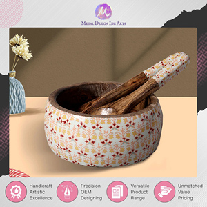 Offre Spéciale : Ensemble de Saladiers en Bois de Mangue Peint à la Brosse avec Finition Émaillée pour la Décoration Intérieure, Prix de Gros - Product Image 2