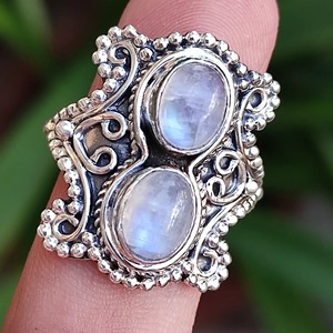 Blue Fire Rainbow Moonstone <b>Ring</b> 925 Sterling <b>Silver</b> Handmade <b>Statement</b> Promise <b>Ring</b> for Women Boho Oval June Birthstone Jewelry - Product Image 4