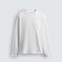 T-shirt à manches longues pour homme, coupe ample avec poche |   T-shirt décontracté à col rond 100% coton avec logo sur le devant |   Maillot vierge personnalisé en gros OEM/ODM