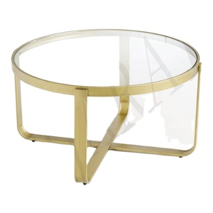 โต๊ะกาแฟโลหะพร้อมกระจกด้านบนสำหรับห้องนั่งเล่น - Product Image 1