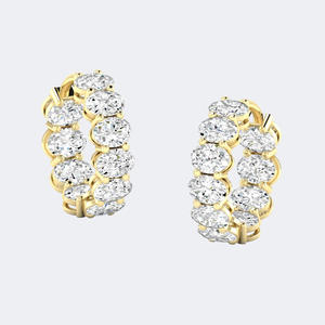 4.00CTW Oval Cut Bar Set Hoop Diamond Earrings - Product Image 1