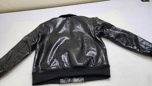 IRSA SPORTS Real Leather Alligator Print Embossed Skin Unisex Luxury Black <b>Waterproof</b> Full Sleeve All Seasons Bomber <b>Jacket</b> - Product Image 4