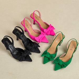 Sandalias de Plataforma con Punta en Pico y Detalle de Lazo para Mujer, Novedad 2026, Parte Superior de Malla, Cómodas, Elegantes, Estilo para Fiestas Nocturnas - Product Image 1