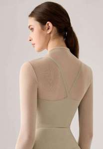 <b>Women's</b> Lightweight Breathable Spandex/Nylon <b>Mesh</b> High-Neck Yoga <b>Tops</b>-Fitness Seamless Workout Shirts Skinny Fit All Seasons - Product Image 5