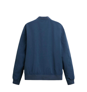 เสื้อแจ็คเก็ตบอมเบอร์สีดำสำหรับผู้ชาย สีพื้น ปิดด้วยซิป กันลม เสื้อคลุมลำลองสำหรับฤดูหนาว ผ้าแคนวาส คอตั้ง บุด้วยโพลีเอสเตอร์ - Product Image 2