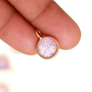 Natural Pink Amethyst Flower Pendant 925 Sterling <b>Silver</b> Jewelry Hand Carved Gemstone Charm Amethyst Stone Pendant For Jewelry - Product Image 1