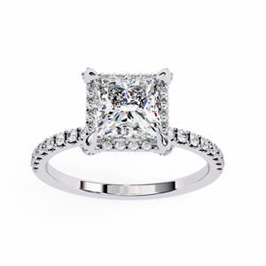 Anillo de Compromiso de Oro Amarillo de 14K con Incrustaciones de Diamantes, Corte Princesa de 2.5 CT, Certificado IGI, Diamante Cultivado en Laboratorio, Regalo de Aniversario o Boda - Product Image 2