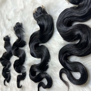 35-40 pièces vendeur vietnamien pleine cuticule alignée cheveux bruts noir corps vague génie trame Machine Double dessiné faisceau de Qhair - Product Image 1