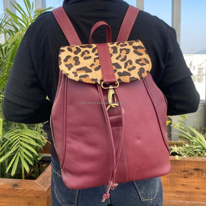 Nouveau design tendance sac à dos à cordon extérieur en cuir véritable pour garçons filles sac à dos en cuir de vachette imprimé léopard de luxe de haute qualité - Product Image 3