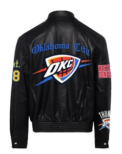 Veste en cuir pleine fleur Old English des Oklahoma City Thunder, noire - Product Image 2