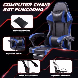 Ergonomic PU Leather Gaming Chair with Footrest Reclining Gamer Office Chair with Lumbar Support for Adults - Product Image 3