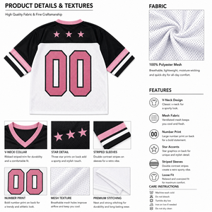 Camiseta de Fútbol de Malla con Cuello en V de Alta Calidad, Manga Corta, Ajuste Relajado, Gráfico de Estrella, Detalle de Número, Estilo Urbano Y2K, Venta al por Mayor a Granel - Product Image 3