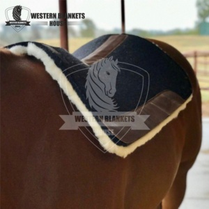 Tapis de selle de dressage profilé occidental haut de gamme Protection anti-dérapante pour chevaux 100% Australie Laine Outshell Doublure en coton Polycoton - Product Image 6