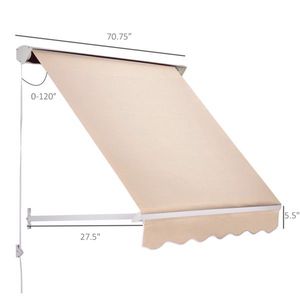 Tenda da Sole Estensibile in Lega di Alluminio per Finestre e Porte, Operazione Manuale, Copertura per Balcone in Policarbonato Rivestito per Protezione dalla Pioggia - Product Image 1