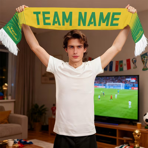 Écharpe de sport jaune-vert personnalisée avec nom et photo imprimés, double face, pour l'hiver, football, soccer - Product Image 5