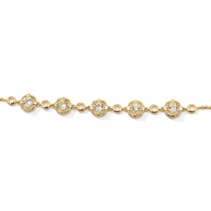 Pulsera de Plata de Ley 925 con Cinco Piedras de Aguamarina Amarilla en Forma de Octágono, Chapada en Oro y Rodio - Product Image 6