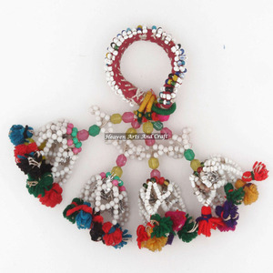 Indian Banjara Boho Mirror <b>Beads</b> Bag/Curtain/Dress Jewelry Tassels Antique Gypsy <b>Bracelet</b> vintage tribal pom pom tassel <b>bracelet</b> - Product Image 5