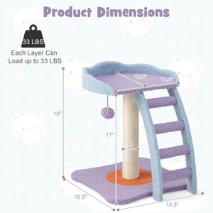 Torre per Gatti in Peluche a Forma di Scala con Tiragraffi - Struttura di Lusso per Arrampicata per Gatti (Tiragraffi in Lana, Confezione da 1) - Product Image 6
