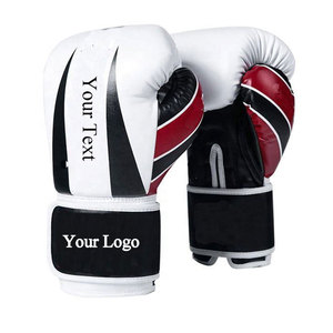 Gants de boxe en cuir blanc, noir et rouge personnalisables avec fermeture Velcro pour l'entraînement des adultes - Product Image 4
