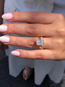 Custom Cushion Cut Lab Grown Diamond Bridal <b>Set</b> 14k <b>Gold</b> 4ct Hidden Halo Solitaire Engagement <b>Ring</b> Band Pair Women Classic <b>Rings</b> - Product Image 3