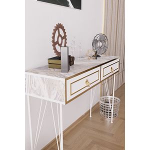 Consolle Ardeno con Gambe in Metallo e Base in Legno, Elegante Tavolo Consolle per Arredamento Casa - Product Image 2