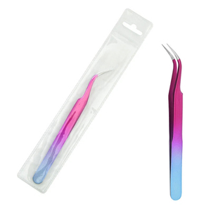Pinzas para Pestañas de Grado Quirúrgico, Recubiertas de Papel de Color, Punta Curva y Puntiaguda, Acero Alemán - Product Image 6