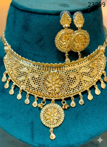 Parure de bijoux vintage plaqué or 24 carats, inspirée de Dubaï, comprenant boucles d'oreilles, bracelets, broches, en alliage de cuivre et zircon, pour mariage et mode - Product Image 6