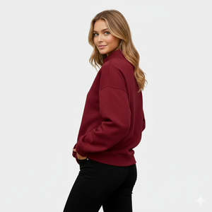 Custom Embroidered Streetwear Soft Cotton Mockneck Crewneck <b>Pullover</b> Sweater <b>Jumper</b> Fleece Oversized Women Mock Neck Sweatshirt - Product Image 3