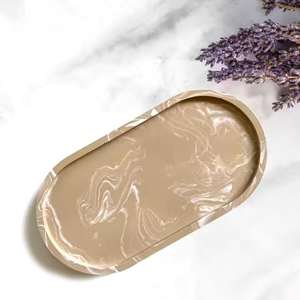Plateau décoratif en résine sur mesure, organiseur de cosmétiques, plateau ovale en résine pour bijoux, plateau de vanité - Product Image 2