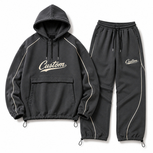 Ensemble de survêtement pour homme avec blocs de couleur, manches longues, col montant, fermeture éclair, style sportif, respirant, en polyester, pour l'automne - Product Image 4