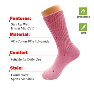 Calcetines Deportivos Largos de Algodón Rosa hasta la Pantorrilla para Mujer, Paquete de 3 Pares - Product Image 6