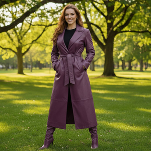 Abrigo Largo de Cuero Impermeable para Mujer, al por Mayor, con Decoración de Botones, Forro de Seda, Estilo Vintage, Hecho en Pakistán, 2026 - Product Image 5