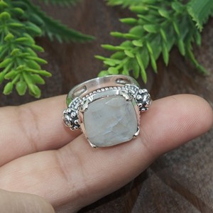 Natural Moonstone Ring 925 Sterling Silver <b>Cushion</b> Cut Gemstone Ring Handmade Vintage <b>Statement</b> Jewelry for Christmas gift Men - Product Image 3