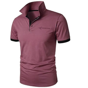 Daizen Star Men's for Shirt Short Sleeve Solid Color Breathable Knitted Casual Wear 100% Cotton Quick Dry - Product Image 2