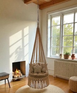 Regalo de Navidad, regalo de decoración para cuna, silla colgante de macramé hecha a mano: Decoración boho beige - Product Image 2