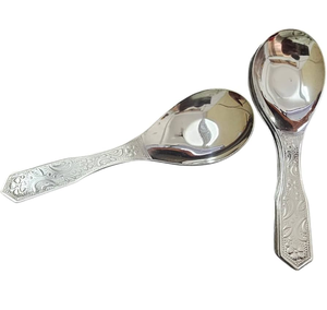 Mirror Polished Stainless Steel <b>Soup</b> <b>Spoon</b> Custom Made 6 Pieces Round Shape Design <b>Soup</b> <b>spoon</b> with short handle - Product Image 4