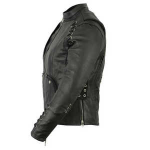 Veste en similicuir PU vintage pour homme, à col rabattu, à capuche, avec fourrure décorative, neuve, à manches longues - Product Image 3