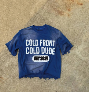 Cold Front Cold Dude Est 2019 T-shirt court oversize pour homme à manches courtes col rond style streetwear en jersey de coton avec imprimé sur le devant - Product Image 3