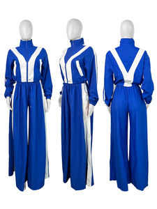 Ensemble 2 pièces pour femmes, veste zippée, pantalon taille haute à cordon de serrage, pantalon à jambes larges, ensemble de survêtement décontracté et ample - Product Image 6