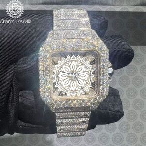 Montre de luxe Charm_Jewells carrée en acier inoxydable 30 mm, analogique à quartz, avec lunette sertie de diamants, unisexe, tendance - Product Image 4