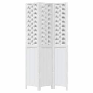 ฉากกั้นห้องไม้เนื้อแข็งสีขาว ไม้เพาโลเนีย 3 บาน ดีไซน์หรูหรา - Product Image 4