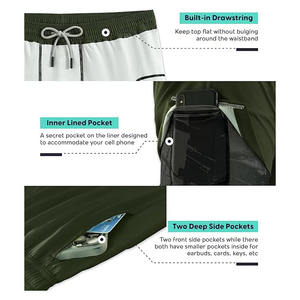 Shorts de sport décontractés pour hommes en tissu éponge, séchage rapide, anti-plis, ourlet fendu, taille haute élastique, respirant, brodé, pour l'été et le yoga - Product Image 2