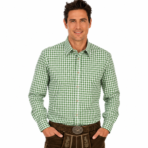 Chemise formelle traditionnelle allemande pour homme avec poches, col à revers, manches longues, boutons en corne, respirante, costume d'été - Product Image 4