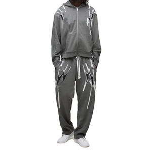 Conjunto Deportivo Unisex al por Mayor: Sudadera con Capucha y Pantalones de Chándal de Poliéster, Diseño Sólido con Lavado Ácido, Cortavientos - Product Image 5