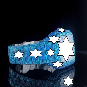 Nouvelle conception, montre mécanique de luxe faite à la main en acier inoxydable, mouvement japonais, boîtier carré, verre saphir, bouton poussoir, fermoir caché, bleu - Product Image 2